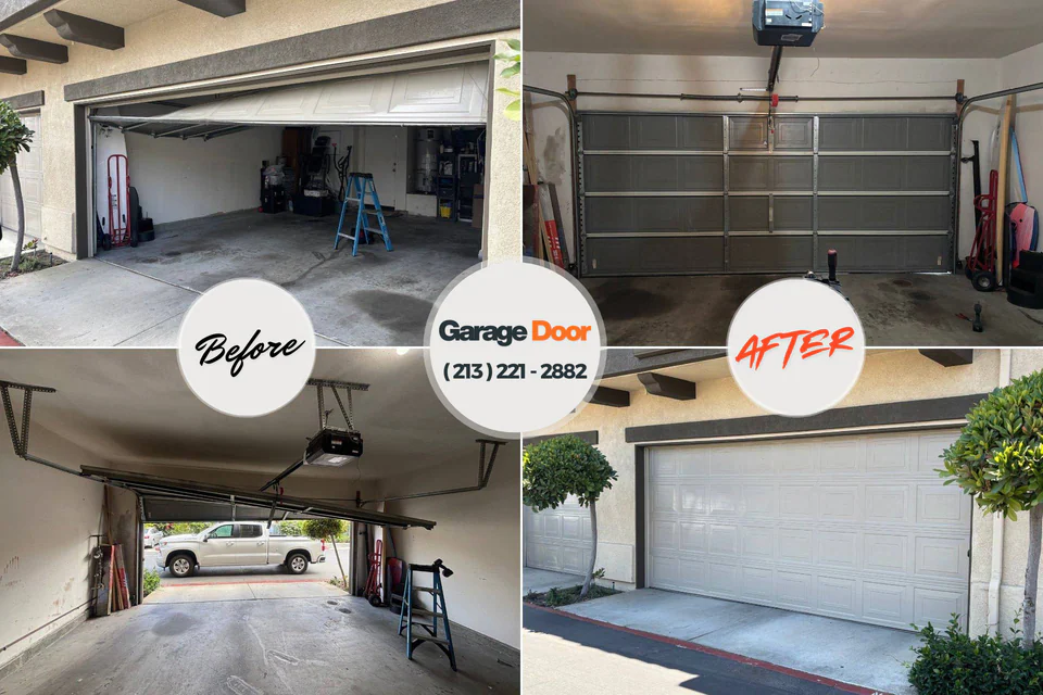 Before and after: garage door spring repair Tahoka, TX